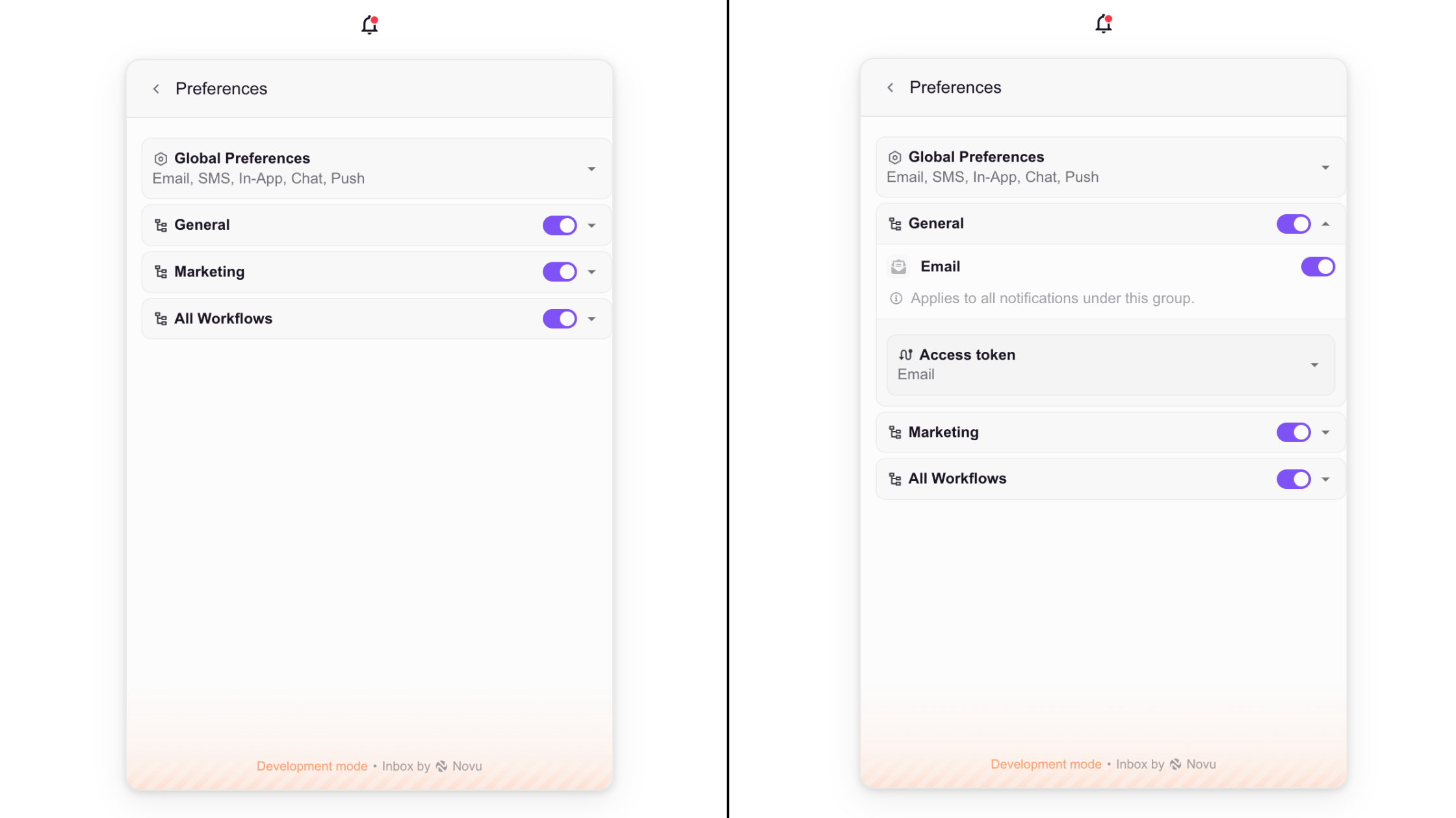 Grouping preferences